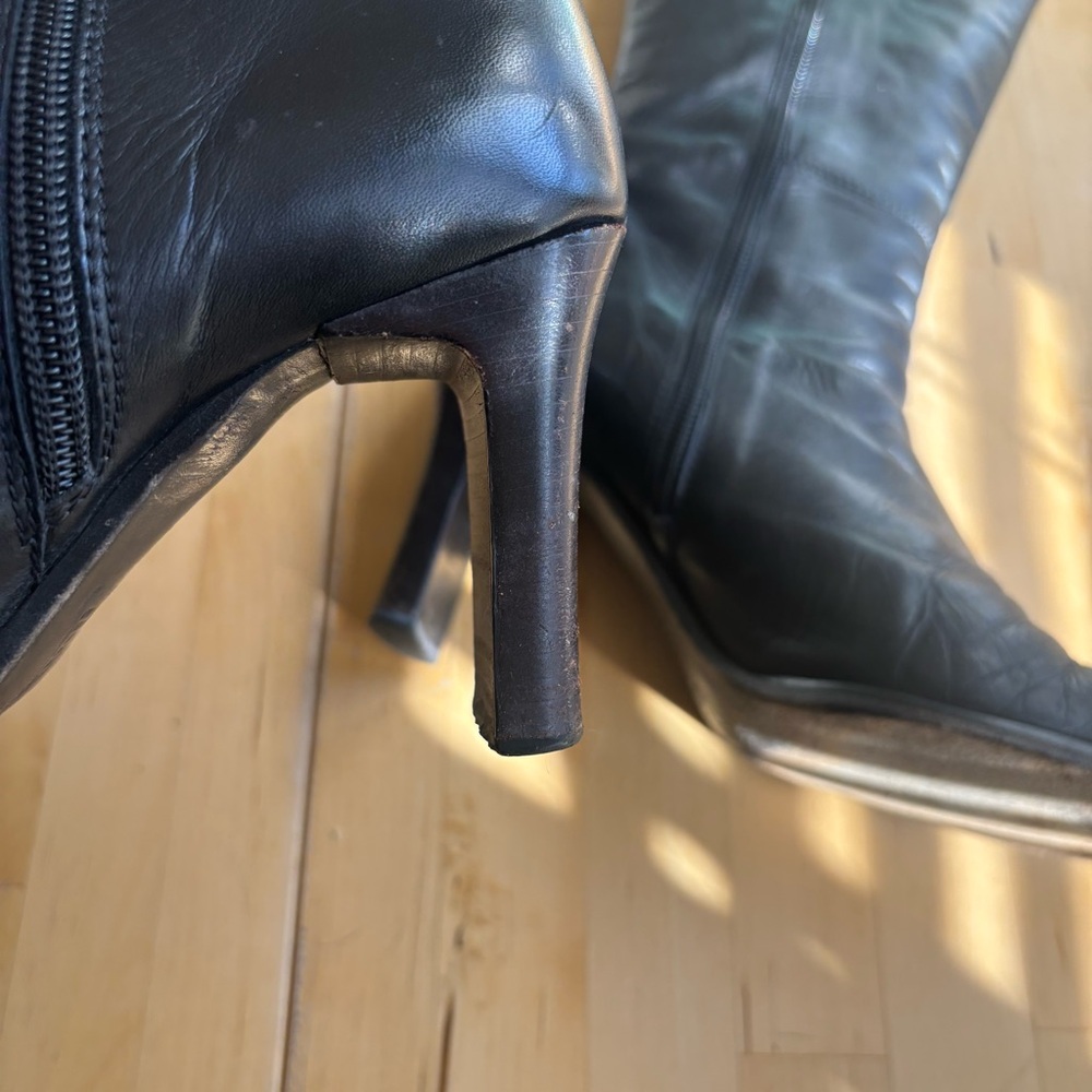 Charles David genuine leather black square toe boots - Picture 3 of 5